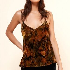 Mes Demoiselles Brown Multi Abstract Floral Tie Dye Shola Bleach Velvet Top 36/4